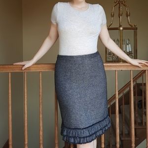 Talbots Black White Grey Pencil Skirt 12